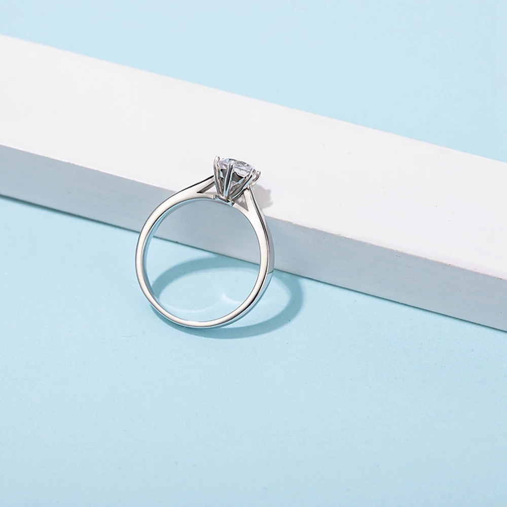 Shipei Простое Алмазное Кольцо Из Серебра 925 пробы VVS1 0.5 карат D Цвет Настоящий Моиссанит Свадебное Обручальное Красивое Украшение GRA.