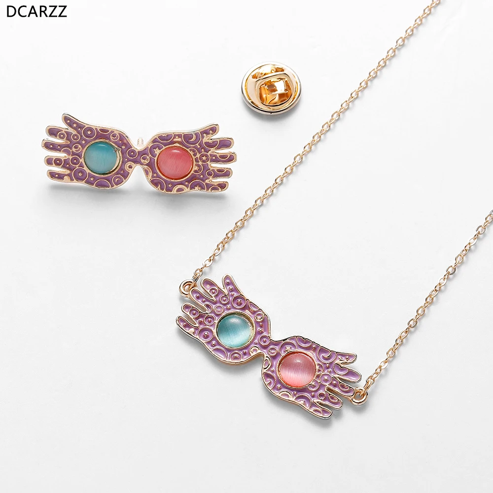 

Luna Lovegood Glasses Pin Pink Enamel Brooch Opal Lapel Shirt Bag Funny Badge Jewelry Gift Fans Friends Cosplay Party Costume