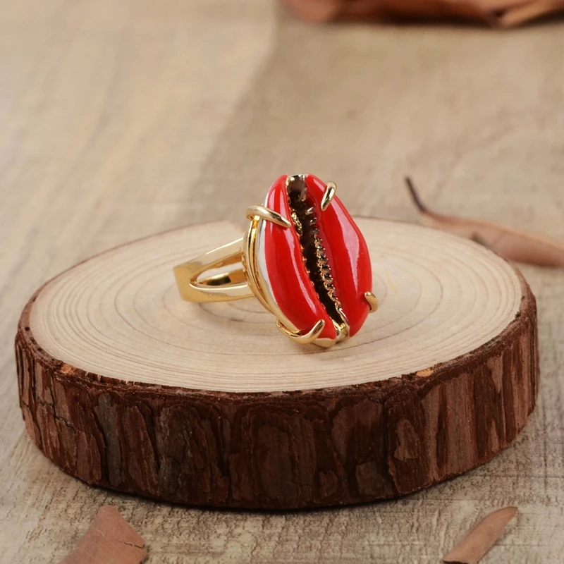 Модные кольца натуральный Каури Shell с золотым и серебряным покрытием высокого