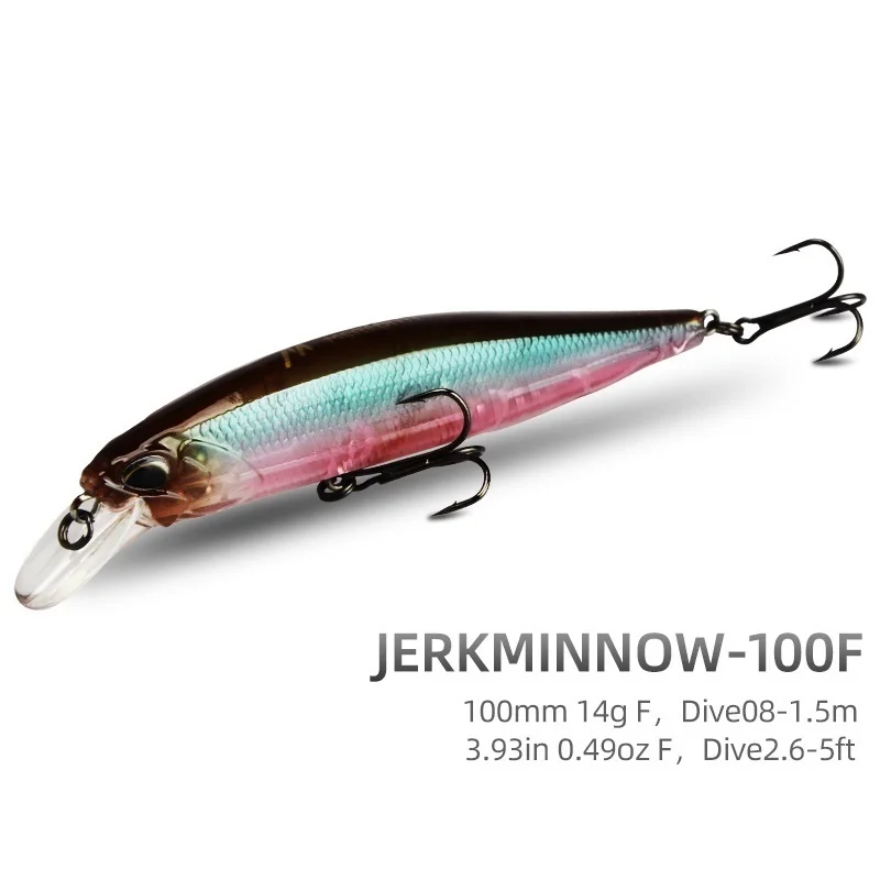 

MRERDITH JERK MINNOW 100F 14g Hot Model Fishing Lure Hard Bait 24Color wobbler Minnow Quality Professional Depth0.8-1.5m