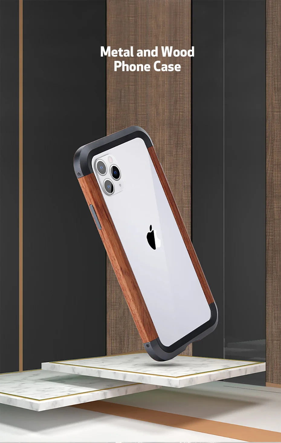 OATSBASF для iPhone 11 XR 11pro Железный деревянный каркас металлический защитный чехол для iPhone 11 pro max чехол простой индивидуальный металлический бампер