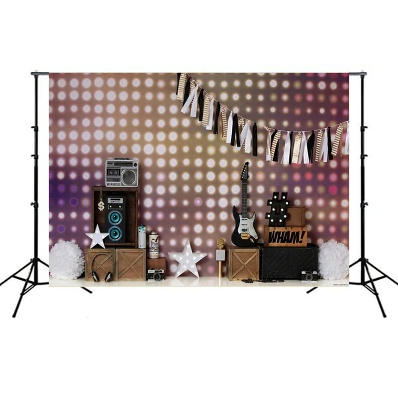7X5Ft Photography Background Guitar Sound Carnival Party Theme Photo Studio Cloth for Family | Электроника