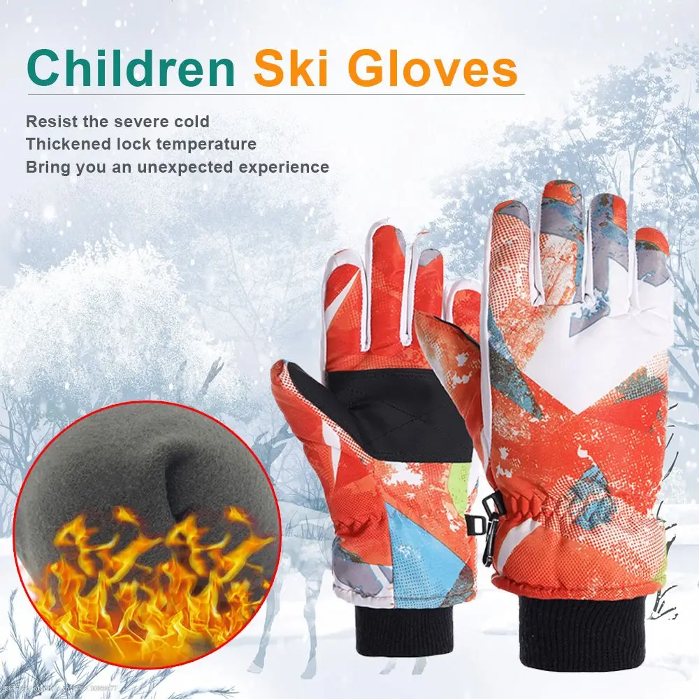 

6-14 Years Old Children Waterproof Windproof Cartoon Ski Mittens Skiing Accessories Snowboarding Skiing Gloves