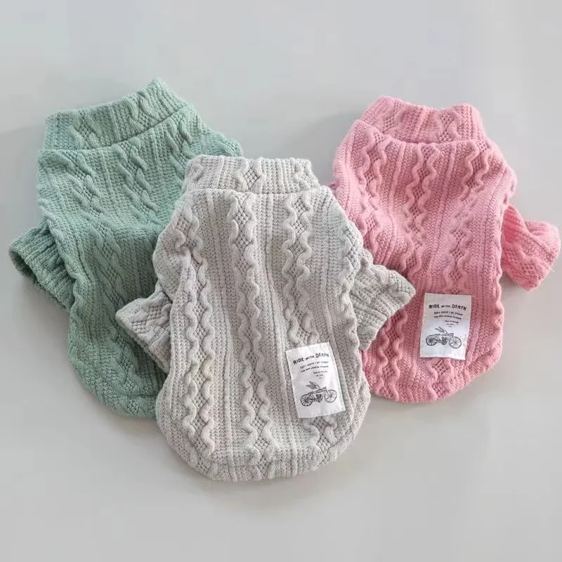 

TeAmo Teddy Small Pet Dog Sweater Pomeranian Sweater Clothes Schnauzer Solid Color Sweater For Autumn And Winter