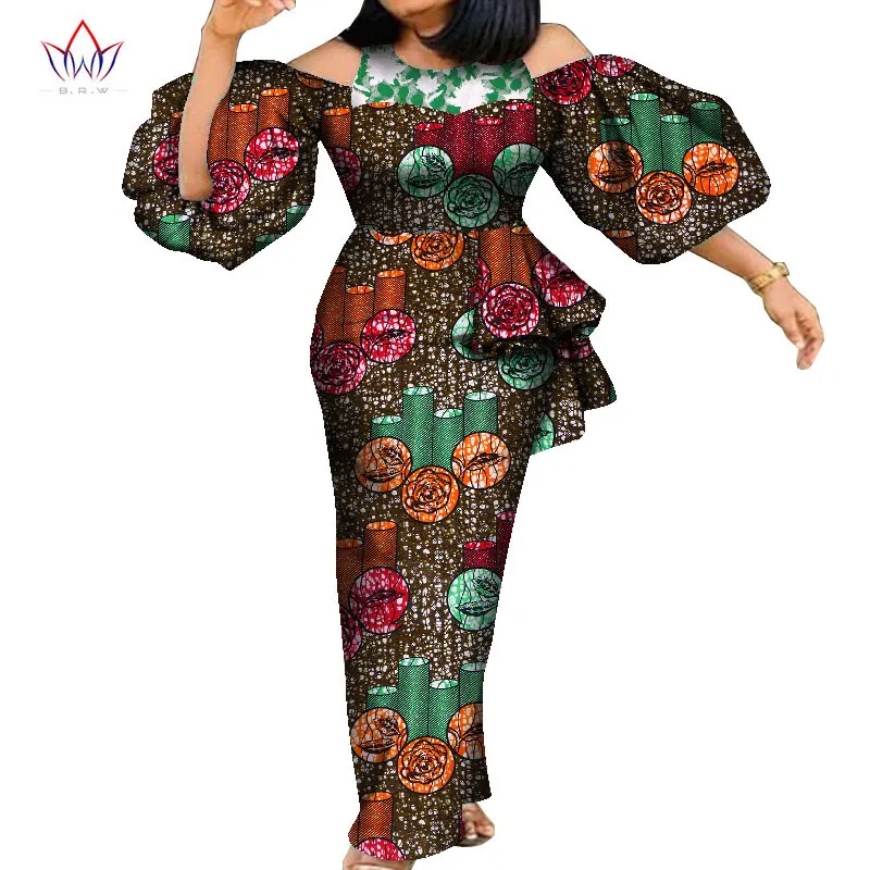 Summer Clothes Woman 2020 ladies Plus Size African Bazine For Women European Clothing Dashiki 5xl Ankle Length long Dress WY8235