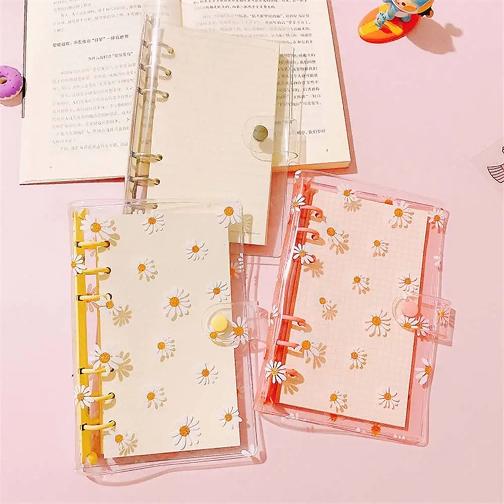 

A5 A6 Little Daisy Notebook cover Cute Transparent Binder File Folder 6 Hole Loose-Leaf Notebook Shell Journal Planner Office St