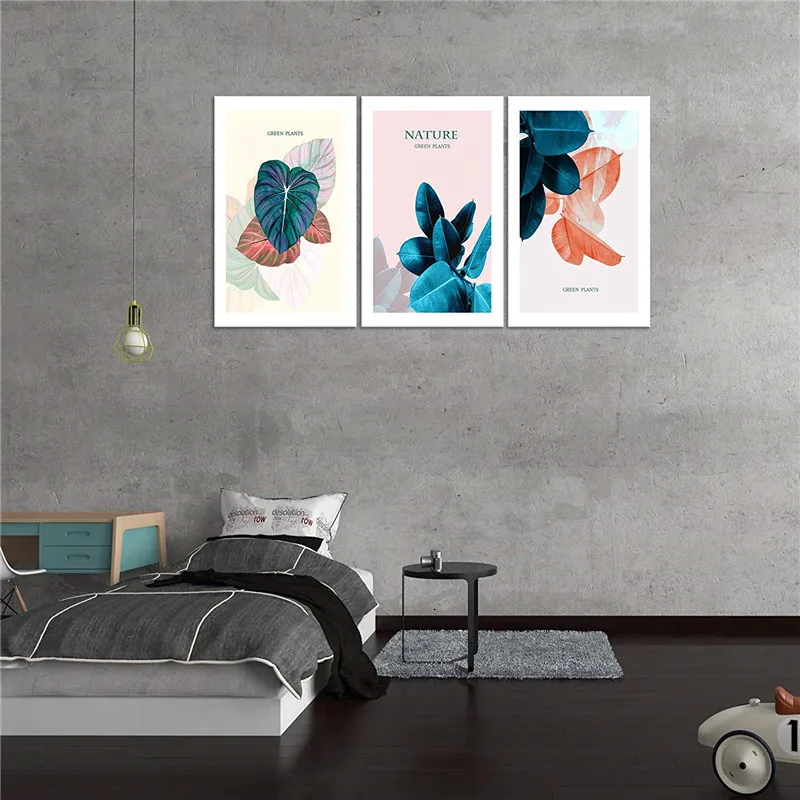 Красочные растения в рамке настенная живопись природа Зеленый лист холст