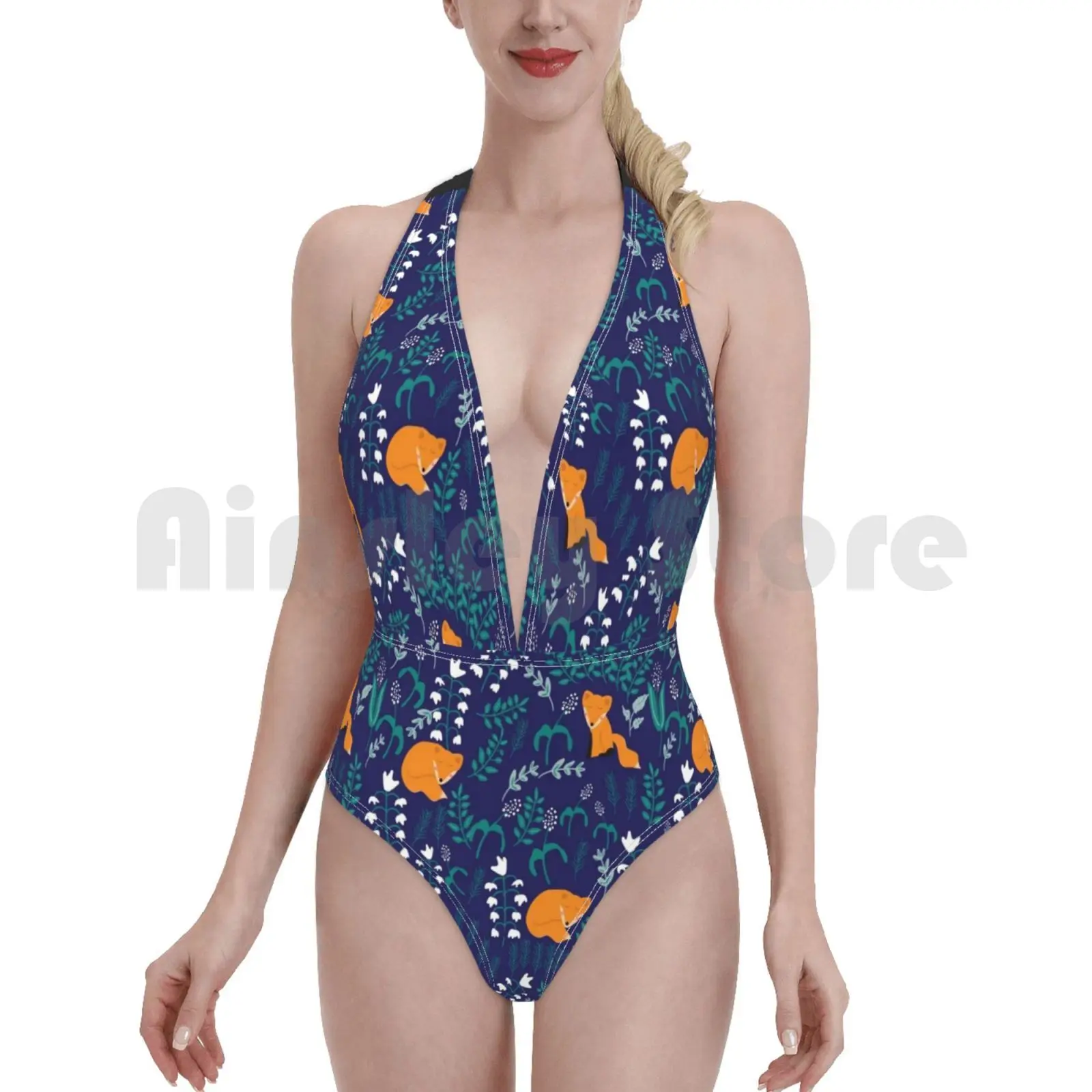 Купальники для любителей лисы с цветочным рисунком бикини подкладкой высокой