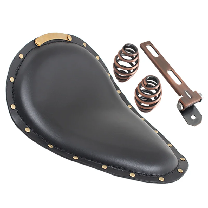 

Motorcycle Leather Solo Seat Spring Bracket Driver Seat Cushion Fit for Harley Honda Suzuki Sportster Bobber Chopper