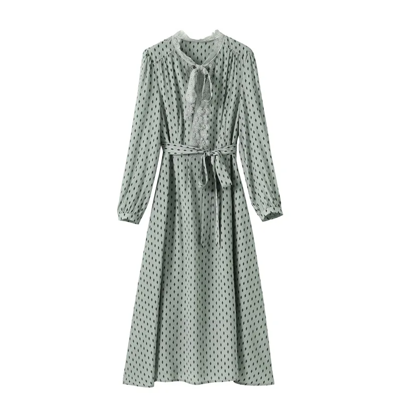 

Crepe De Chine Heavy Silk Dress Early Spring 2021 New Hangzhou Long Sleeve Medium Length Printed 100% Mulberry Silk Dress