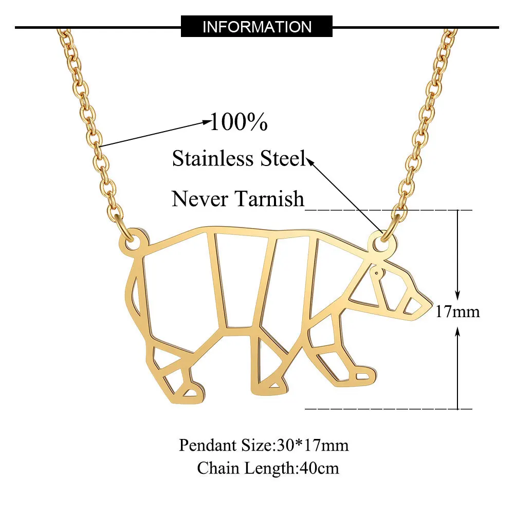 100% нержавеющая сталь животное медведь мама модное ожерелье для женщин