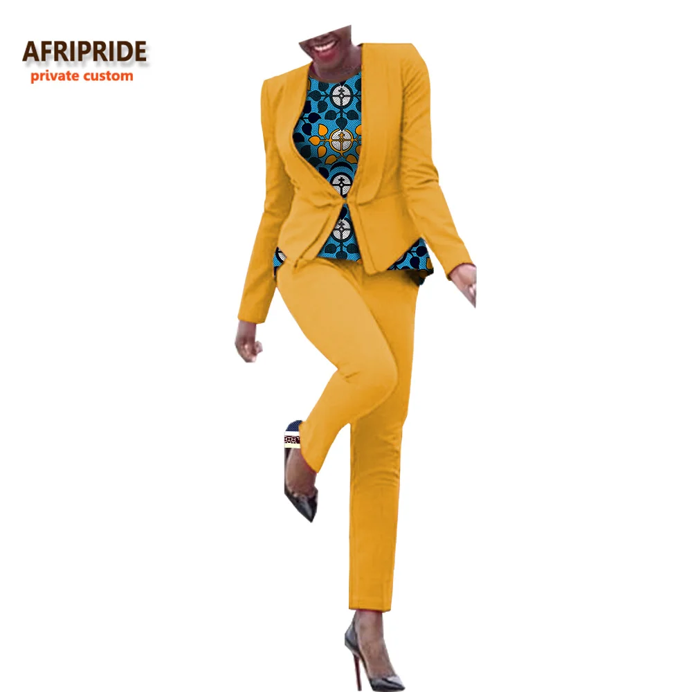 Африканский Весенний костюм из 3 предметов для женщин AFRIPRIDE пальто на одной пуговице+ рубашка без рукавов+ брюки длиной до щиколотки костюм A722667 - Цвет: 531J
