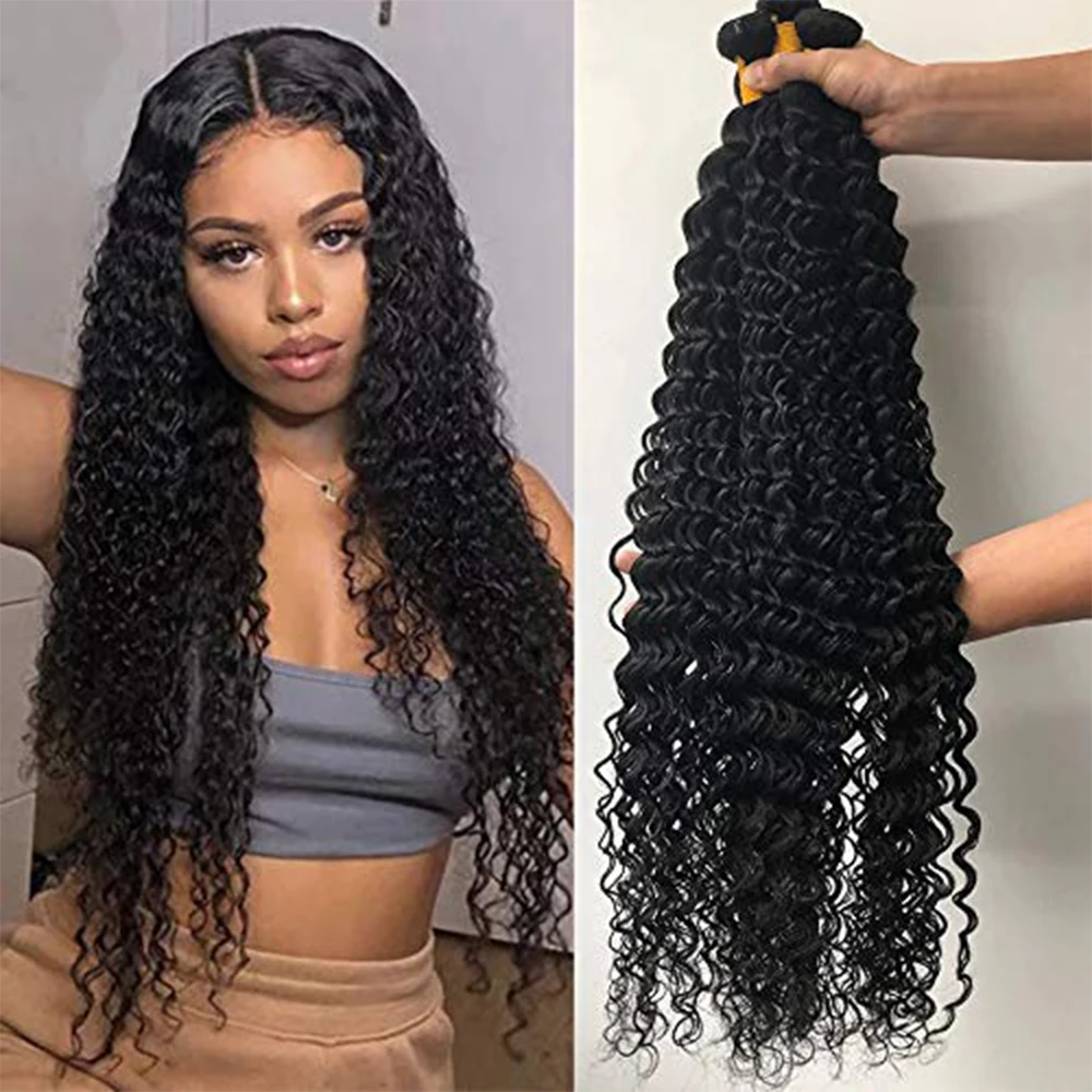 

Brazilian Human Hair Deep Wave Bundles Wet and Wavy Bundles 10A Unprocessed Virgin Deep Wave Curly Hair Weave Bundles