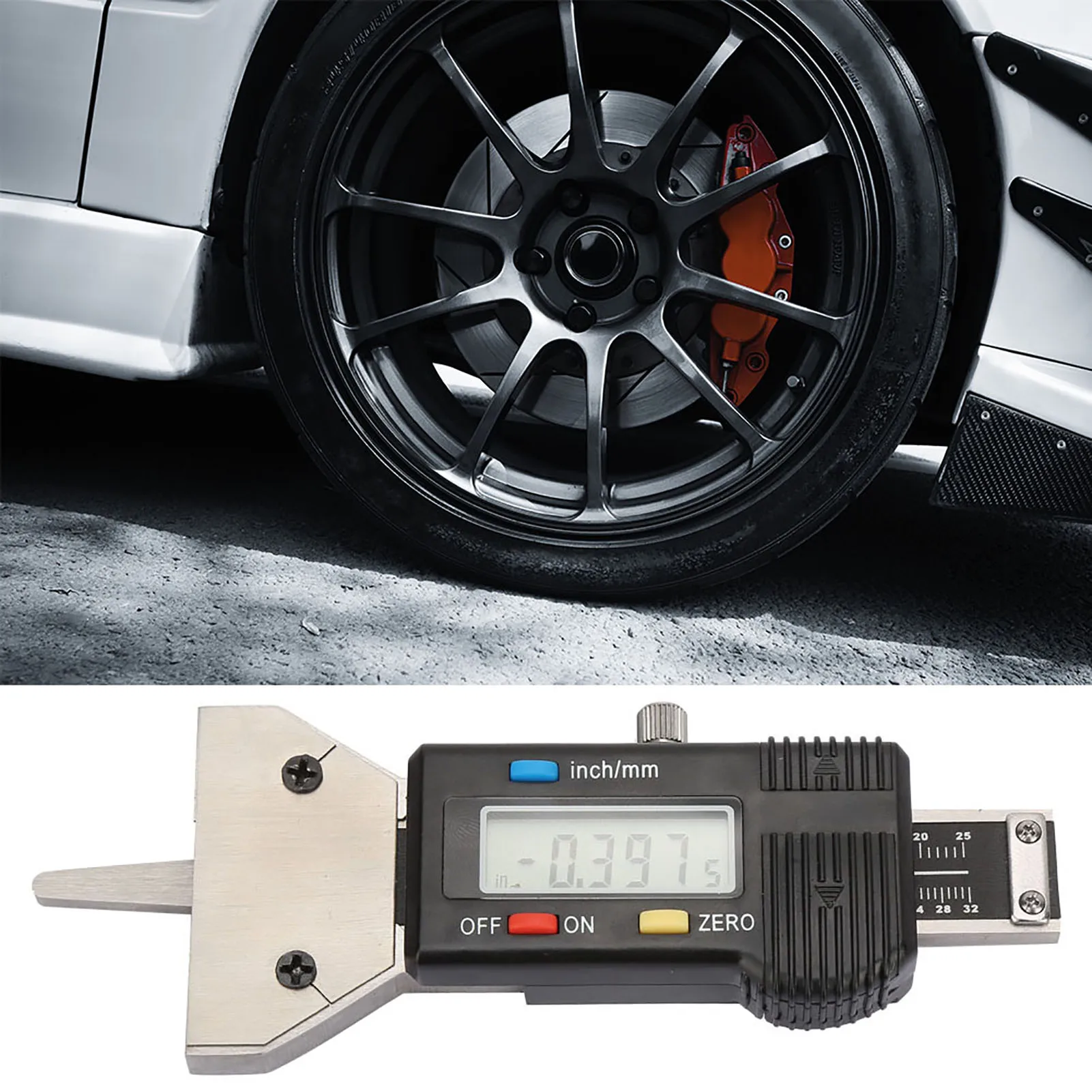 

Tire Detection 0-25mm LCD Digital Tire Depth Gauge 0.01mm Tread Check Measure Tool