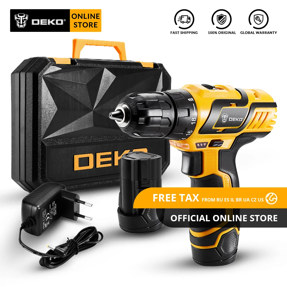 Аккумуляторный шуруповерт DEKO GCD10.8DU3 электрическая дрель с литий ионным