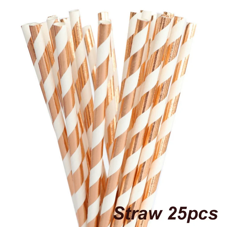 straw 25pcs Черные розы тема вечерние одноразовые бумажные тарелки салфетки для стаканчиков соломенная мраморная посуда наборы дети День рождения Свадебные украшения - Цвет: straw 25pcs
