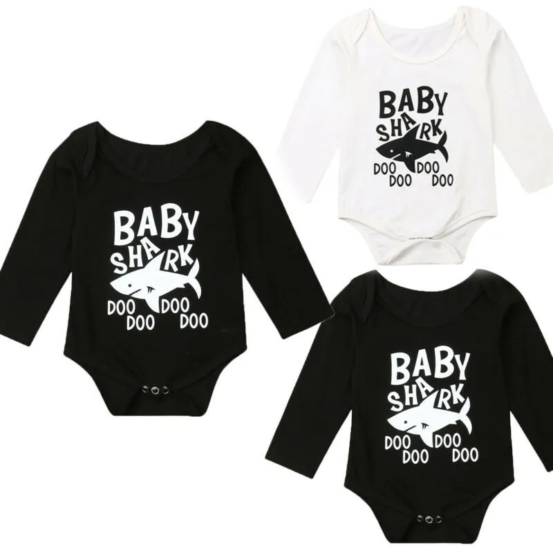 Хлопковый комбинезон для маленьких мальчиков и девочек весенне осенний с акулой