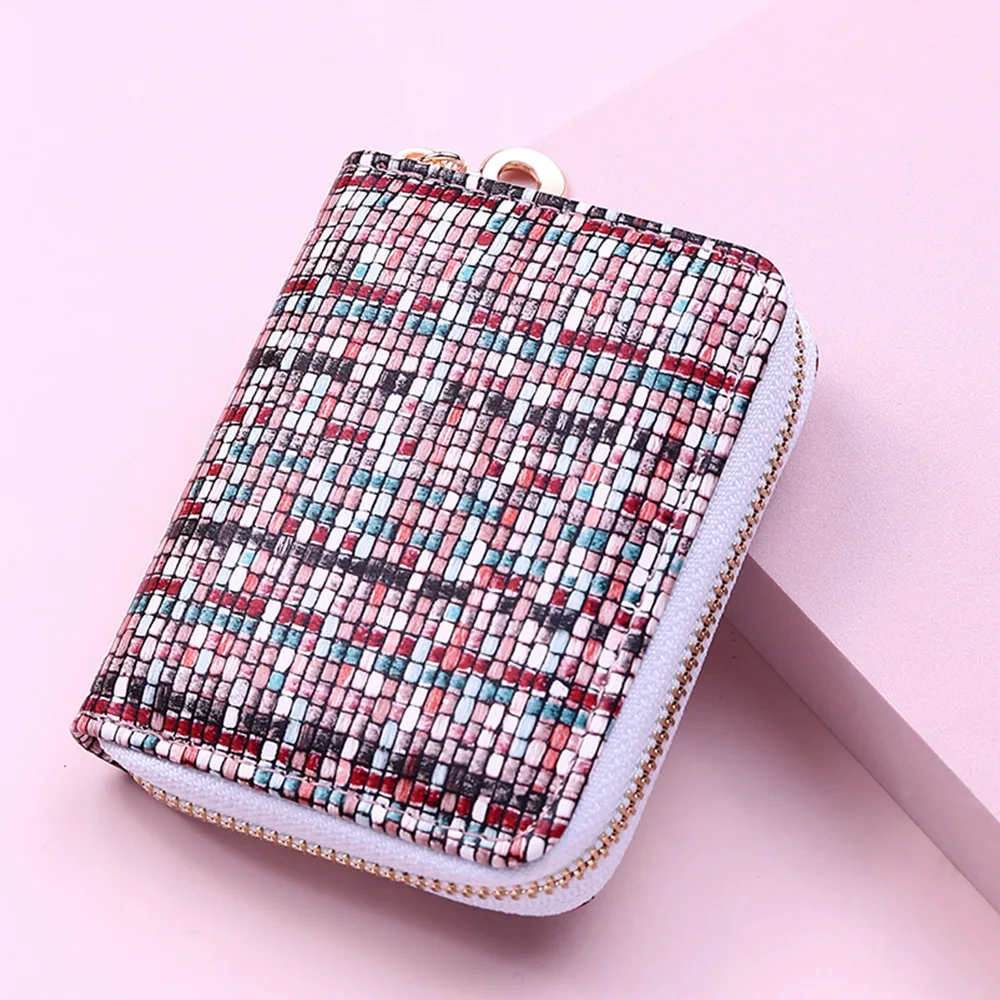 

Fashion Colorful Straw Plaid Organ ID Credit Card Holder for Girls Small Coin Purse Wallet 2021 New Porte Carte Bancaire Marque