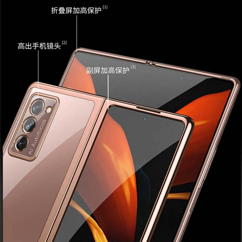 

Luxury Cover For Samsung Galaxy Z Fold 2 5G Case Galaxy W21 5G Transparent Glass Hard Cover Mobile Phone Case Shockproof KS0977