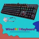 Профессиональная игровая механическая клавиатура, синий переключатель с RGB-подсветкой, клавиатура с 104 клавишами, четкий звук, Проводная клавиатура для геймера, ПК, компьютера
