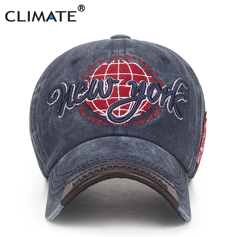 

Бейсболка CLIMATE New York, винтажная Спортивная Кепка из джинсовой ткани ручной стирки для мужчин, крутая хлопковая бейсбольная кепка, Спортивная...
