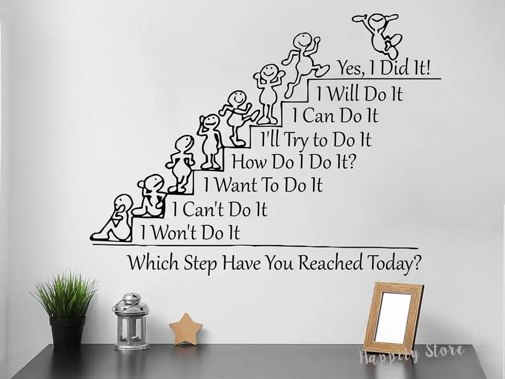 

Which Step Have You Reached Today Motivation Quote Wall Decal Team Building Quotes School Class Rooms Wall Stickers Office G832