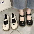 Женские туфли с ремешком на щиколотке, черные туфли на платформе, черные туфли без каблука, 8936N, для весны, 2021