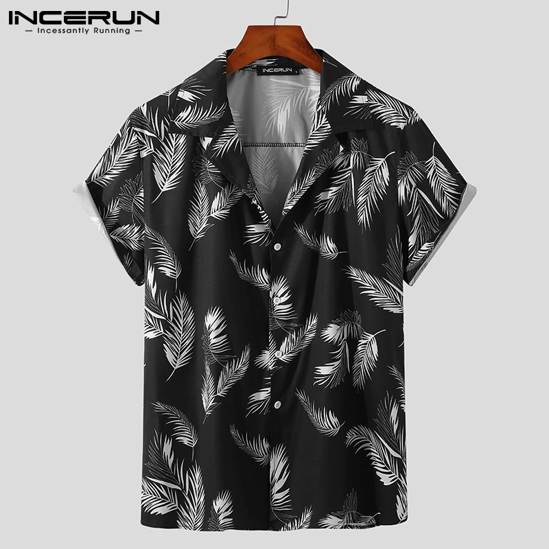 

INCERUN Men Hawaiian Shirt Printing Streetwear Lapel Short Sleeve Button Vacation Casual Shirts 2023 Summer Fashion Camisa S-3XL