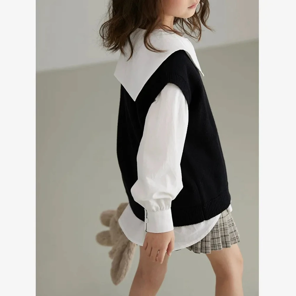 Белая рубашка с длинными рукавами для девочек 4-14 лет Детская свободная