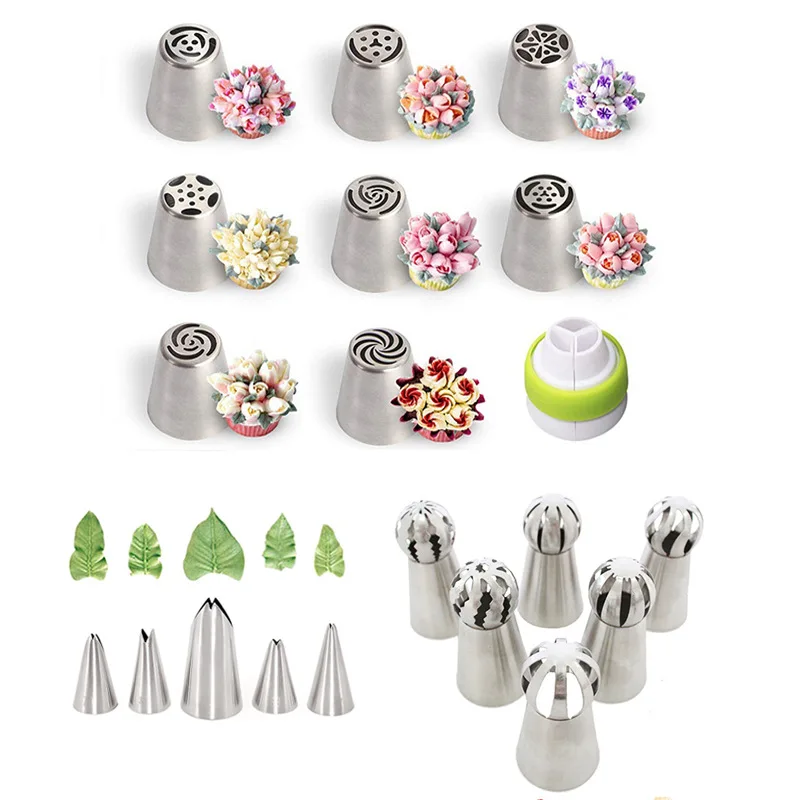 

5/6/9PCS/Set Russian Flower Icing Piping Nozzles Stainless Steel Torch Mouth Cream Squeezing Pastry Tips Cake Decorating Tools