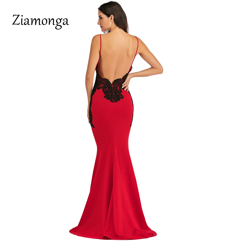 Ziamonga Vestidos вечерние нее кружевное платье для женщин Макси сексуальное с открытой