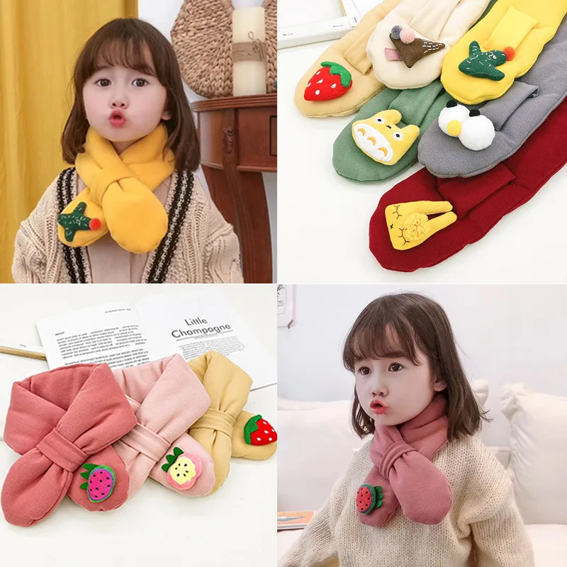 

Детский шарф из чистого хлопка осень-зима милый однотонный Детский шарф с мультяшным рисунком вязаный шерстяной шейный чехол для мальчиков...