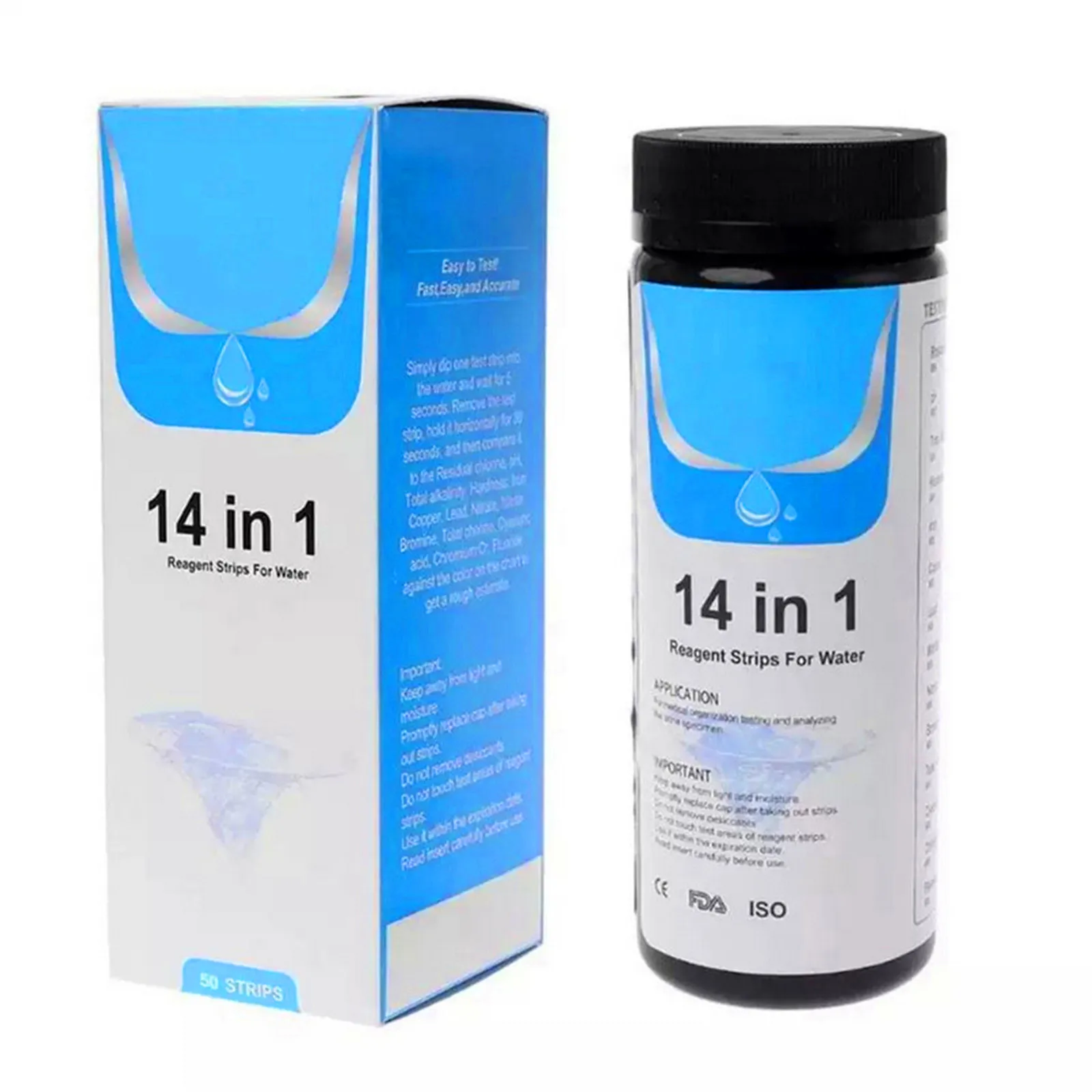 Тест-полоски на качество воды 50 шт. 14 в 1 | Спорт и развлечения
