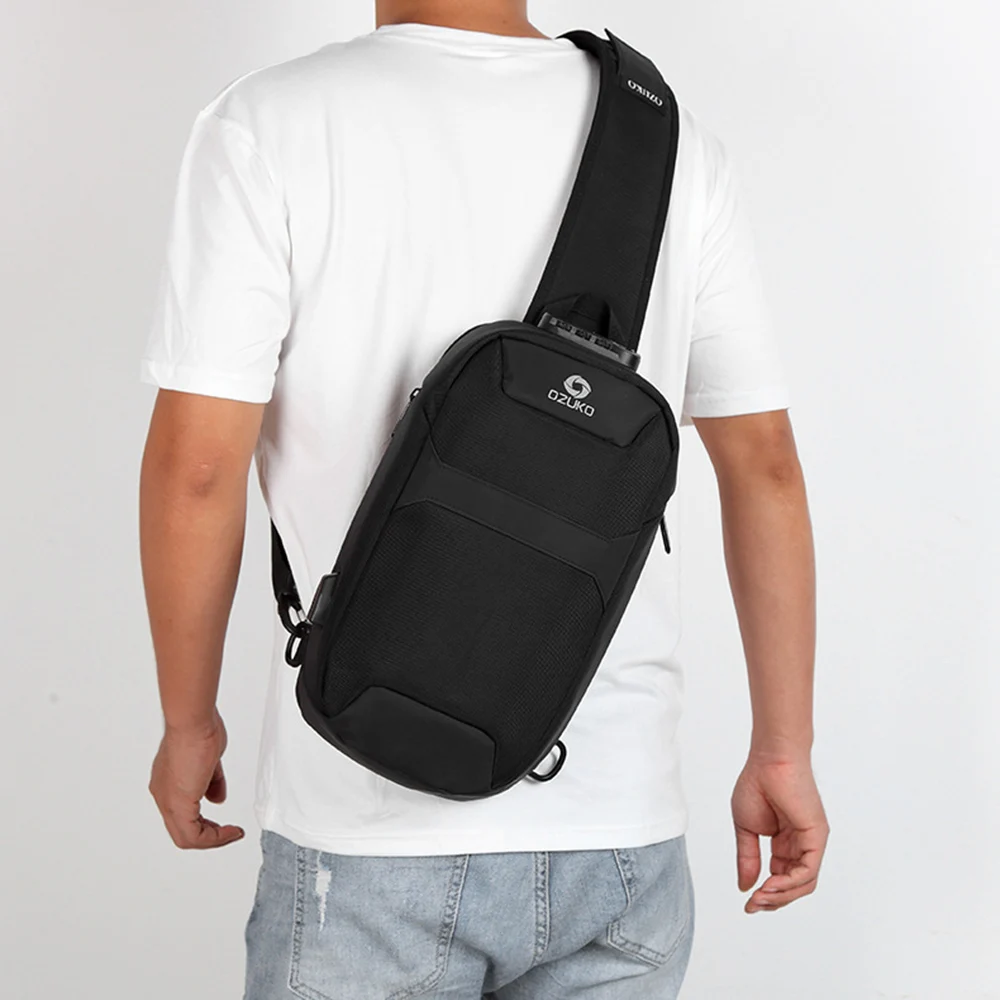 Мужские нагрудные сумки с защитой от кражи usb порт для зарядки модная