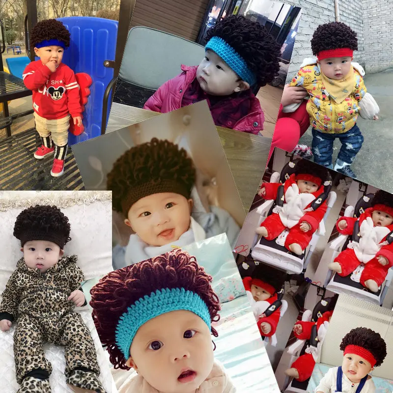 Newborn Baby Boy Kids Warm Hat Cotton with wig Head Bobble Knit Crochet Beanie Cap New 1-4 years DS19 | Детская одежда и обувь