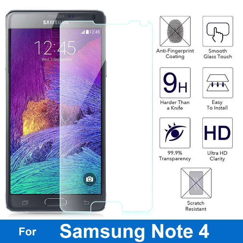 2 шт. 9H прозрачное закаленное стекло для Samsung Galaxy Note 3 4 5 2.5D Защитная пленка экрана
