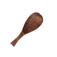 2020 rice spoon fish shape non stick rice paddle wooden japanese hand carved kitchen flatware spoons natural tableware craft
