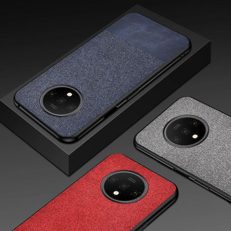 Для OnePlus 7T Pro Чехол Мягкий силиконовый край + Ткань текстуры кожи защитный чехол на