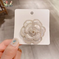 new arrival pearl enamel camellia rose flower brooch pins elegant charm vintage retro coat accessories fashion jewelry for women