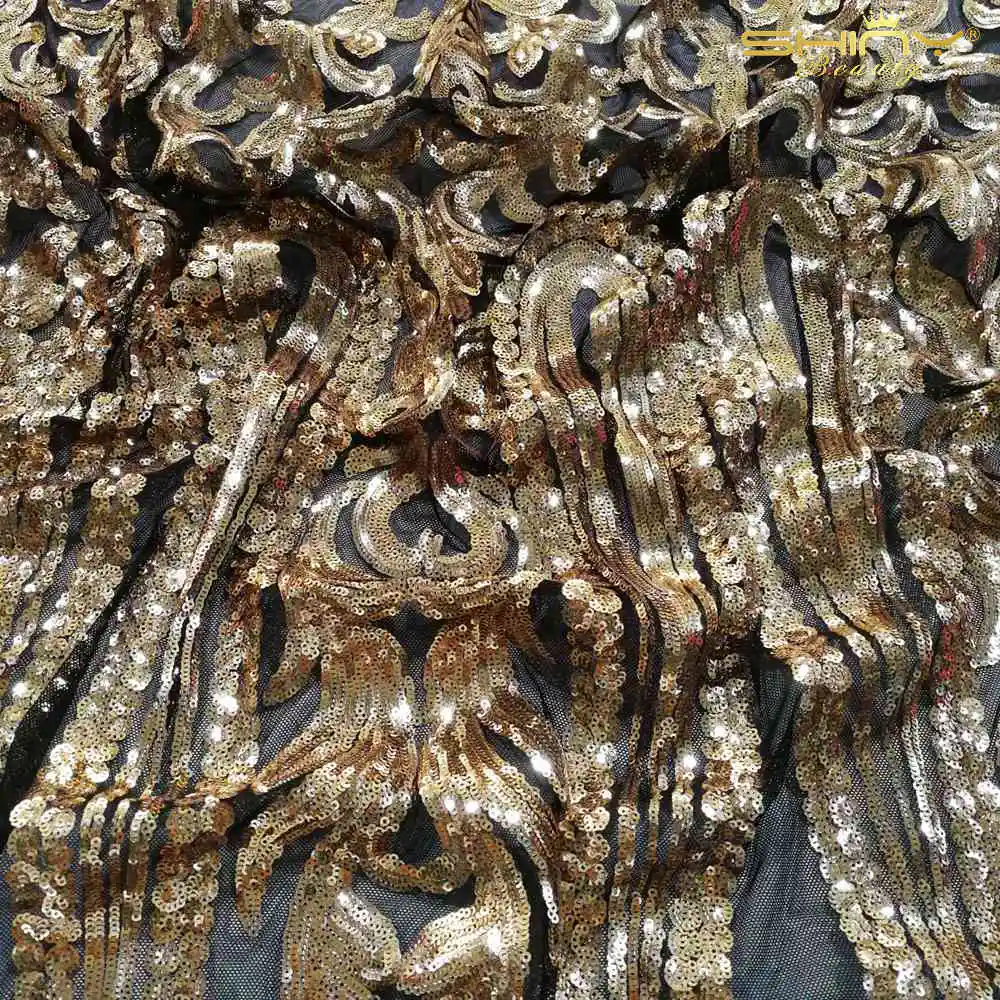 Блестящая Красивая медная цветочная ткань текстиль двустороннее украшение с