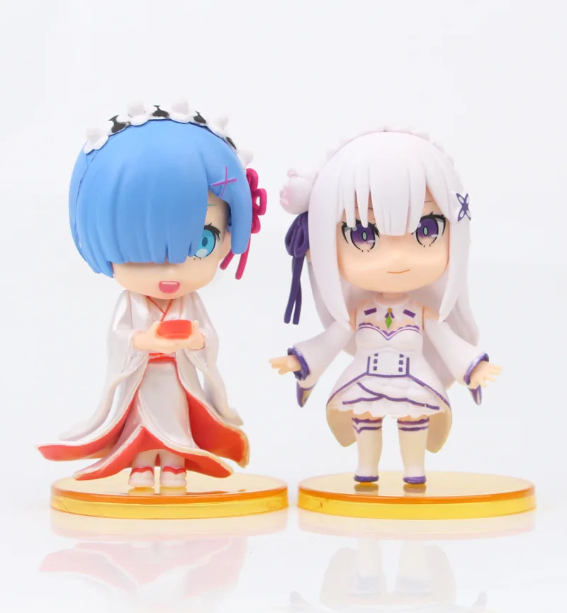 Аниме Фигурки PVC-модели кукол Re:zero Ram Rem Emilia Re: Starting Life In A Different World From Zero, Q-версия, 6 шт.