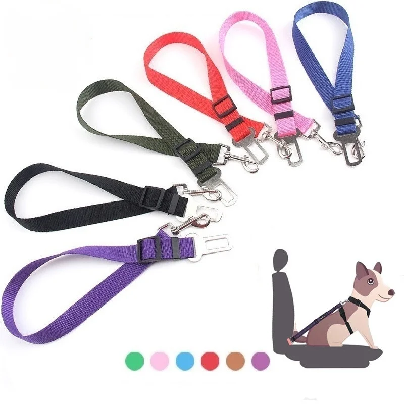 

Adjustable Pet Dog Cat Car Seat Belt Nylon Small Medium Large Dogs Traction Rope Travel Detachable Pet Supplies Collar Leash