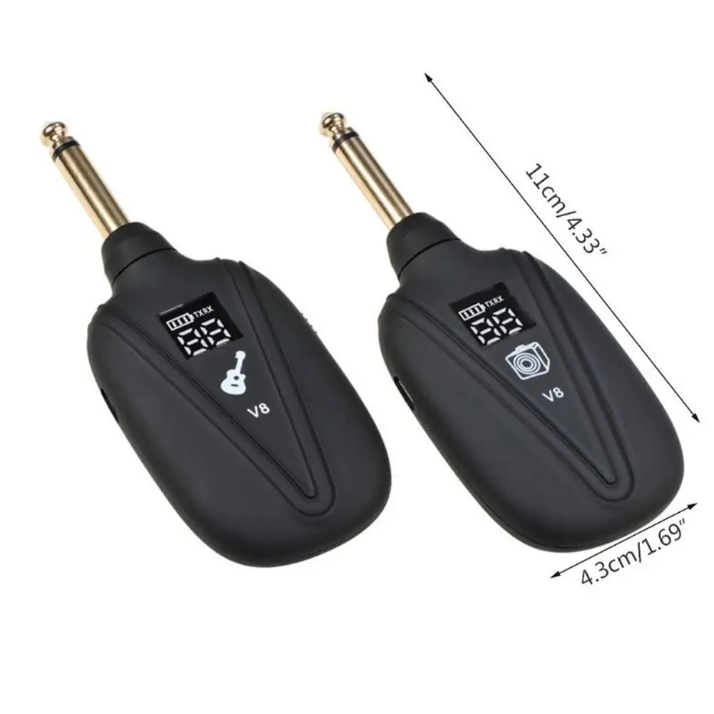 

2pcs UHF Guitar Wireless System Transmitter Receiver Wireless Guitar Transmitter Built-In Rechargeable Battery