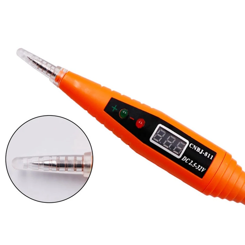 2.5-32V Spring Line Car Digital LCD Electric Voltage Tester Pen LED Light Probe Detector For Motorcycle Automotive Tools | Автомобили и