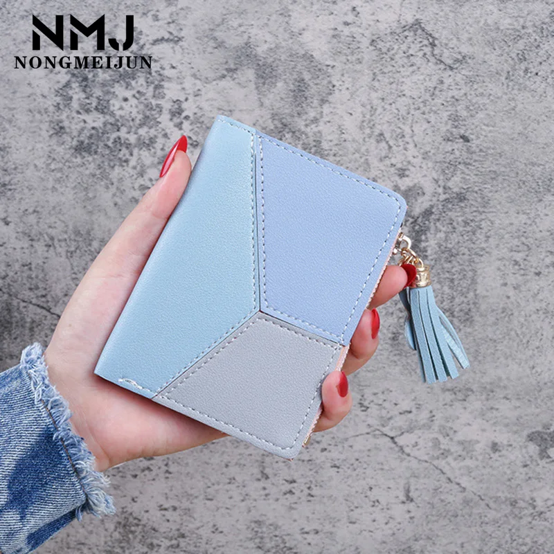 Женский кошелек короткие женские кошельки на молнии модные в стиле пэчворк