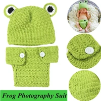 12pcs baby hand knitted cute frog clothing set newborn baby crochet knit hat girl boy cap newborn photography props costume