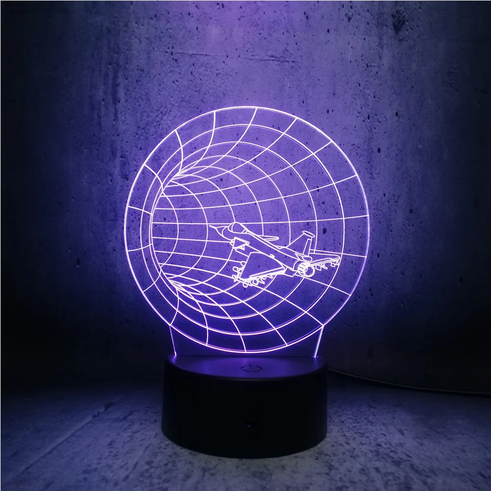 Новый дизайн 3D светодиодная USB лампа космический самолет через вуаль времени 7