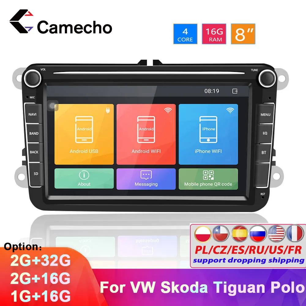 Camecho Andorid 8 1 2 Din автомобильный аудио GPS WiFi DVD Автомобильный радио мультимедиа MP5