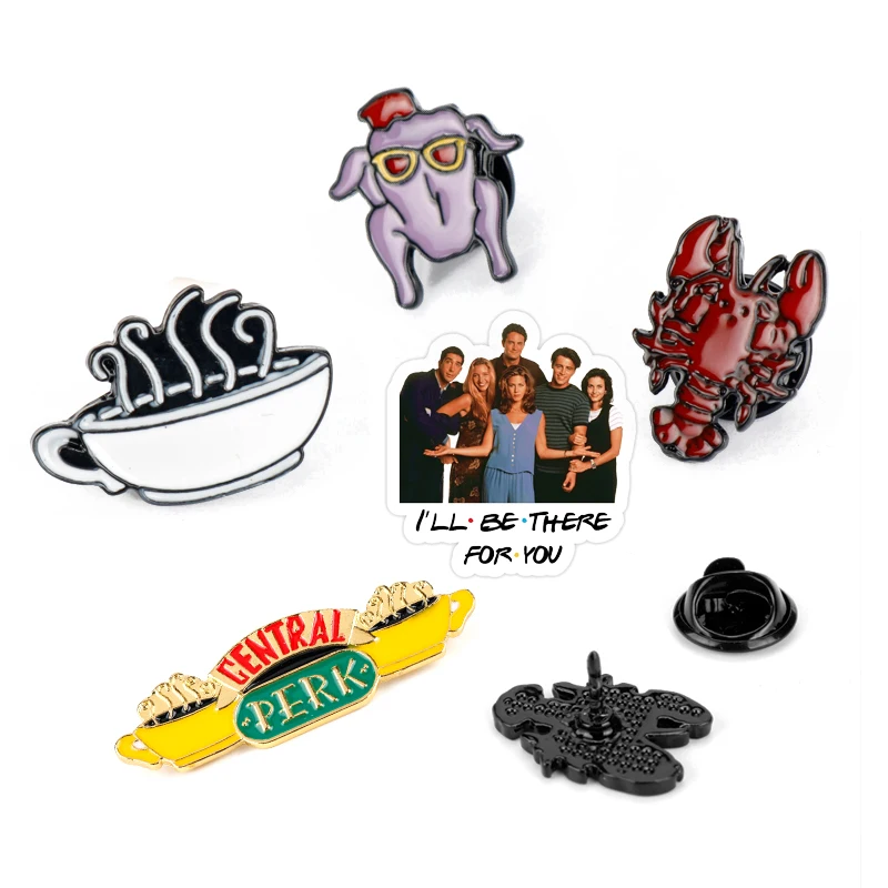 

TV Friends Central Park Logo Hot Coffee Cup You're My Lobster Brooch enamel pin Women Men Lapel Collar Brooches Pins