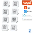 Смарт-датчик температуры и влажности Tuya, Wi-Fi + Bluetooth, комнатный гигрометр, термометр, детектор для приложения Smart Life